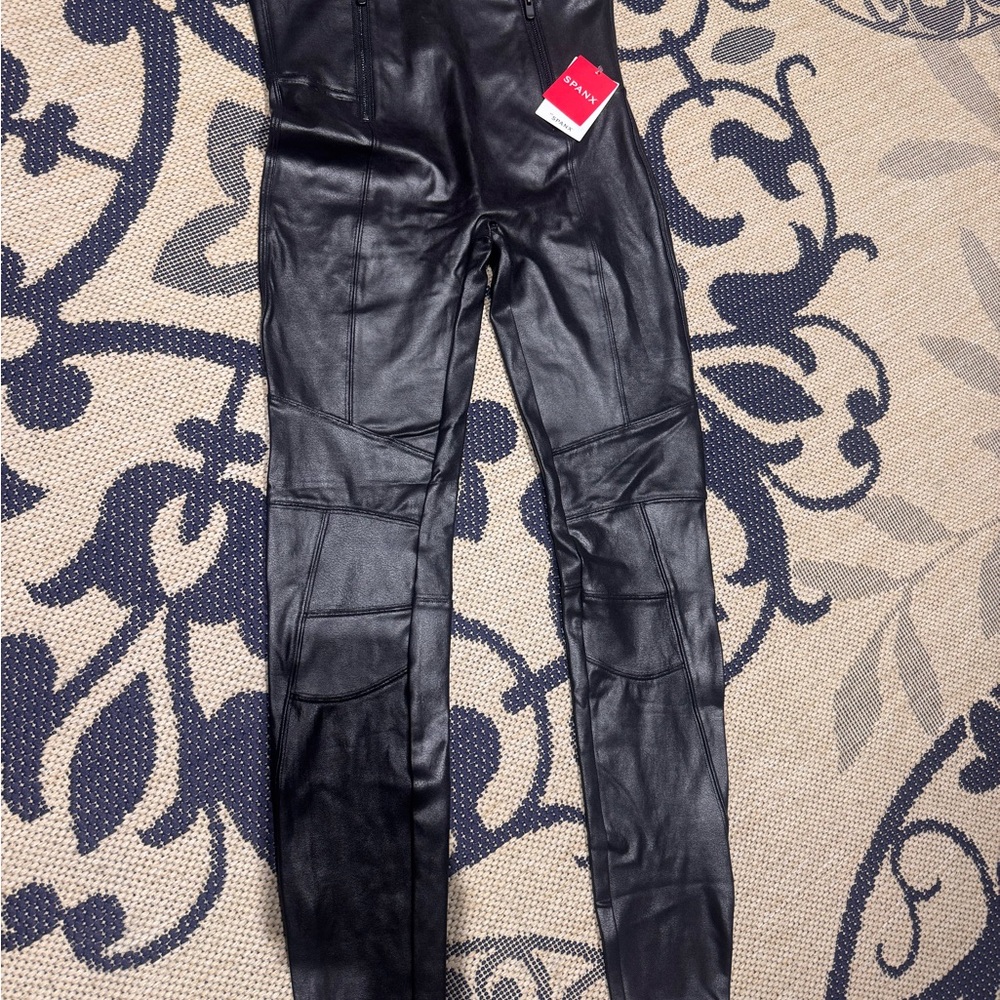 SPANX Shiny Black Faux Leather Leggings